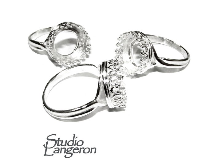 12 mm 925 sterling silver blank ring with bezel cup size 5, 6, 7, 8, 9, silver ring, bezel cup, base ring, setting, Jewelry making - 1 piece
