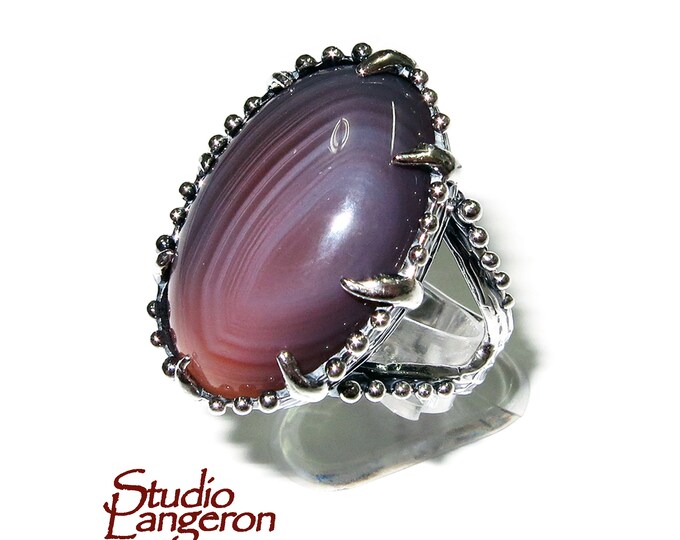 Statement Agate ring 925 sterling silver size 8 1/2, handmade ring, Botswana Agate, single copy, Agate, silver ring, gemstone - 1 piece