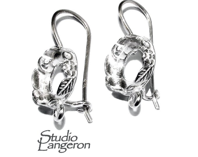 10 mm 925 sterling silver blank earrings with bezel cup and closed ring, Jewelry making, Setting, bezel cup,base earrings - 1 pair (2 piece)