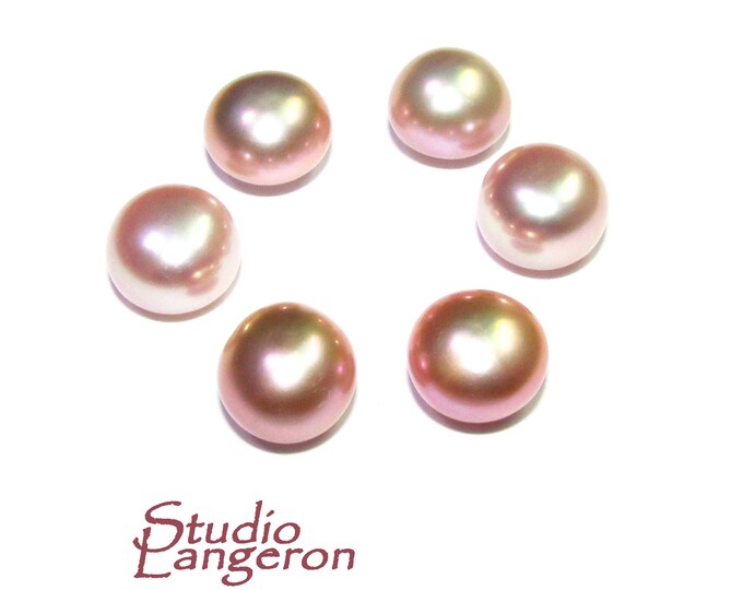 8 mm lilac pearls half-drilled Cabochon, Natural Pearl, lilac pearls Gemstone, Round pearl, Jewelry making, ring, earrings - 1 piece