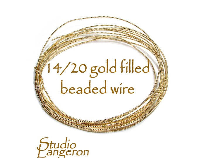 14/20 yellow Gold filled beaded wire Thickness 1.0, 1.3mm, Gold Filled wire, Gold filled, beaded wire, Jewelry making – 4 inch (10 cm)