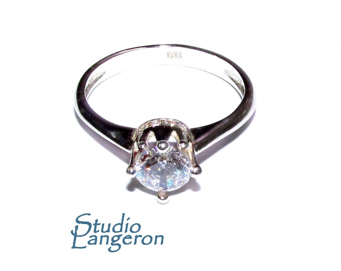 White topaz ring 925 sterling silver size 9, Handmade ring, single copy, sterling silver, White topaz ring, silver ring, Gift ring