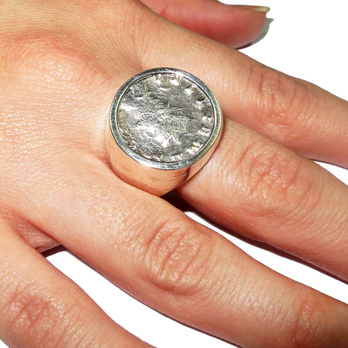 Antique Coin Ring 925 Sterling Silver Size 9 Handmade Ring Etsy