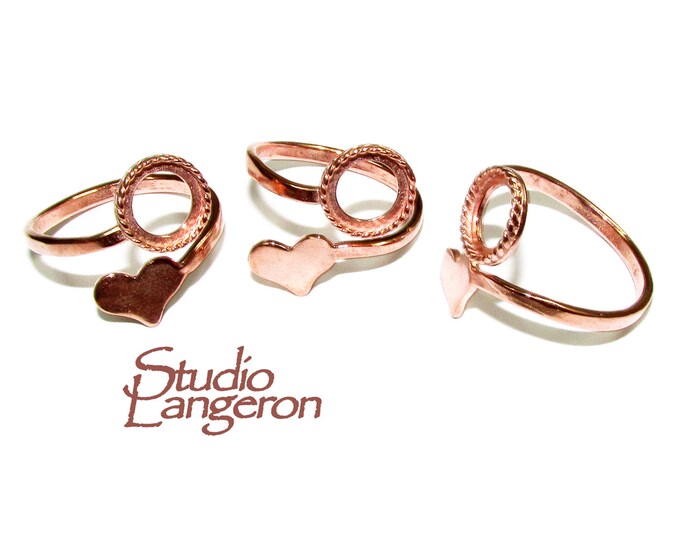 14K Rose gold filled open blank ring with bezel cup 8 mm, base ring, Rose Gold filled, bezel cup, Jewelry making, Ring mounting - 1 piece