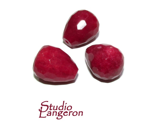 Natural African ruby Teardrop faceted half drilled Beads size 16x12 mm, Natural African ruby Half Drilled Beads, Jewelry making - 1 piece