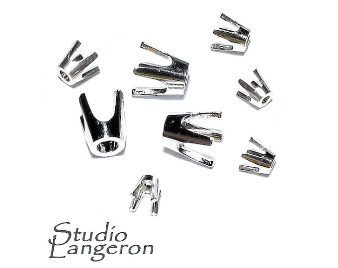 925 Sterling Silver Round 4-Prong Settings size 2.0 - 8.0 mm, Silver round setting, Jewelry making, Low-Base Prong Setting - 1 piece