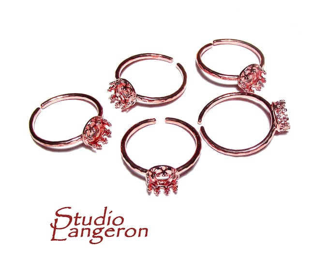 14K Rose gold filled open blank ring with bezel cup 6 mm, base ring, Rose Gold filled, bezel cup, Jewelry making,  setting, ring - 1 piece