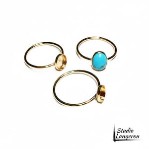 Anillo en blanco relleno de oro amarillo de 14 quilates con copa de bisel de 6 x 8 mm tamaño 4-11, Anillo base, Copa de bisel, Fabricación de joyas, Anillo relleno de oro - 1 pieza