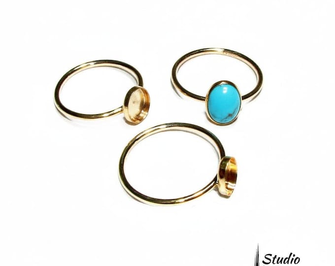 14K Yellow gold filled blank ring with bezel cup 6x8mm size 4 - 11, Base ring, Bezel cup, Jewelry making, Gold filled ring - 1 piece