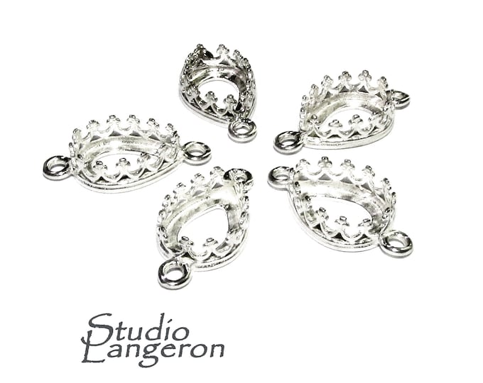 7x10 mm size 925 Sterling Silver Pear Bezel Cups with two closed rings, Bezel cup, Setting, Pear bezel cups, Jewelry making - 1 piece