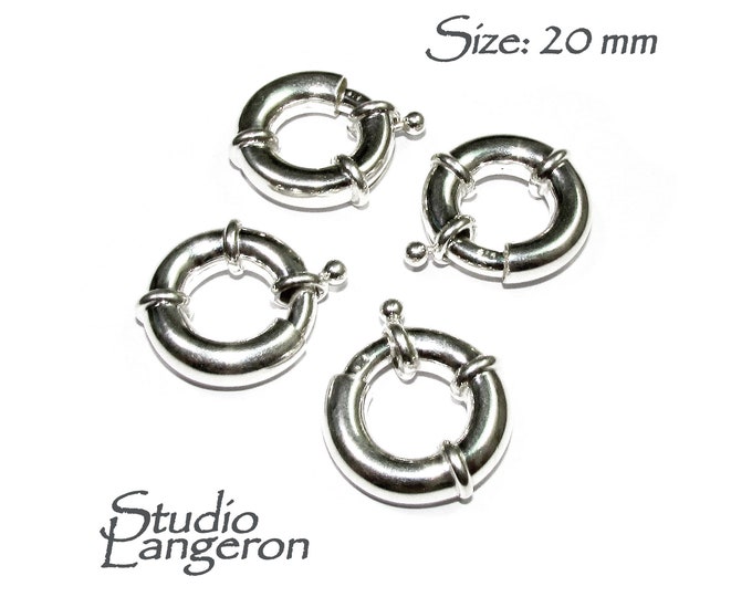 925 Sterling Silver Spring ring Clasps sizes 20 mm, Spring ring clasp, Jewelry making, Sterling silver, 925 Silver clasp, Clasp - 1 piece