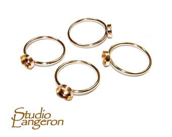 Anello riempito in oro giallo 14 carati con castone da 6 mm, misura 4, 5, 6, 7, 8, 9, 10, 11, anello di base, anello riempito in oro, creazione di gioielli - 1 pezzo