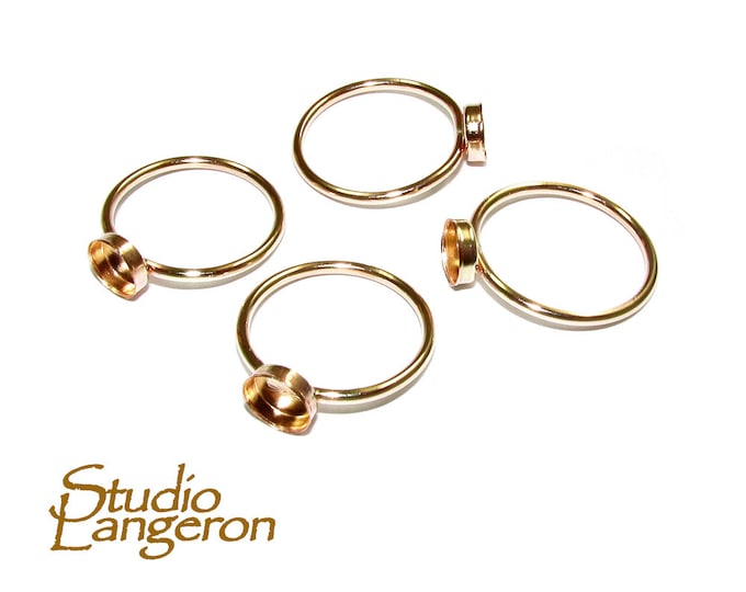 14K Yellow gold filled blank ring with bezel cup 6 mm size 4, 5, 6, 7, 8, Base ring, Gold filled ring, ring with bezel cup, Ring - 1 piece