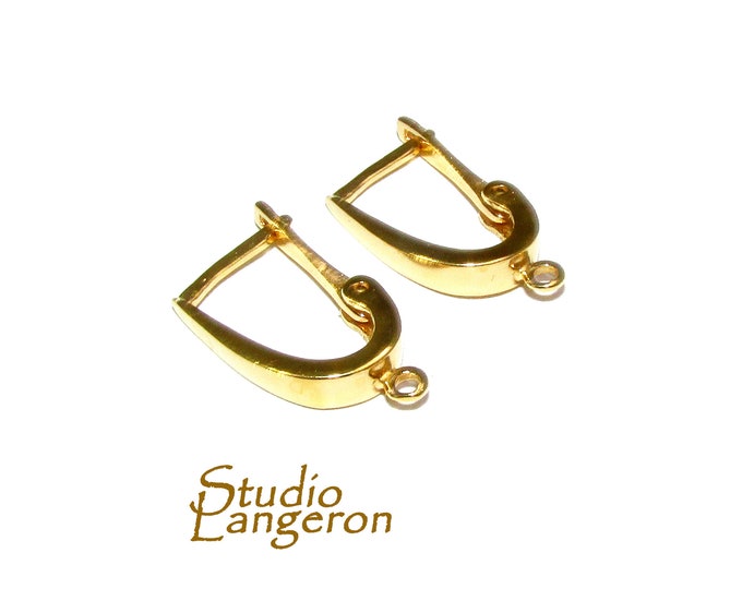 14K Yellow Gold Filled Lever-Back Ear Wire with Open Ring size 10x20 mm, Jewelry making, Lever Back earrings, Gold Filled -1 pair (2 piece)