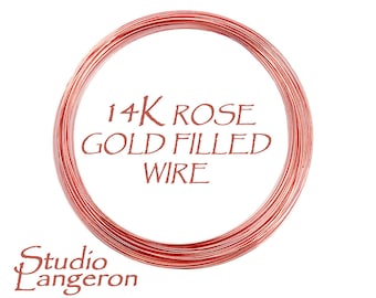 14 / 20 Rose Gold filled Draht Dicke 30-14 GA (0,25-1,6 mm), Gold Fill Draht, Schmuckherstellung, Draht, Roségold Fill - 1 Meter
