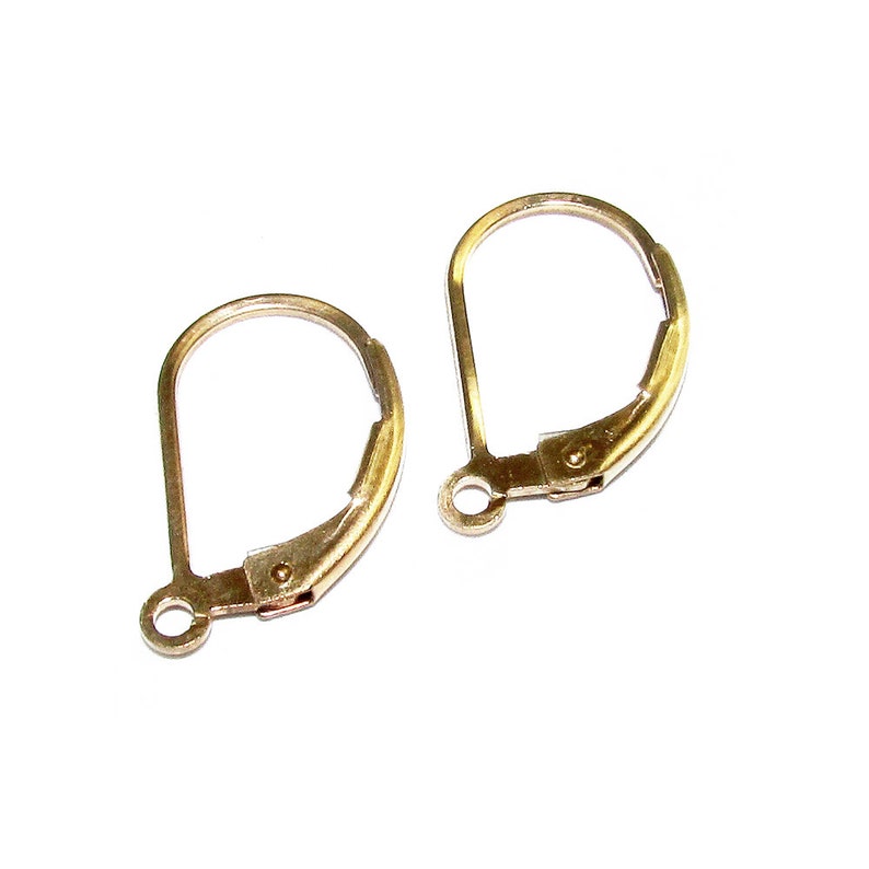 14K Yellow Gold Filled Lever-Back Ear Wire with Open Ring Earrings gold filled Earring components 1 pair Gold Filled 14K Gold filled