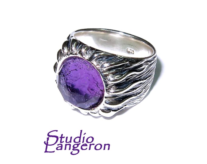 Amethyst ring 925 sterling silver, size 4 1/2, Handmade ring, single copy, Statement ring, Natural amethyst, silver ring, gemstone