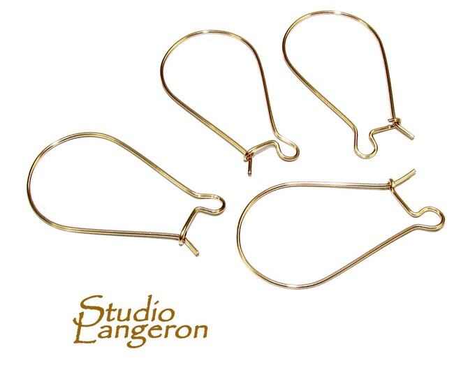 14K Yellow Gold Filled Kidney Large Ear Wire, Earrings gold filled, Kidney Ear Wire, 14K Gold filled, Jewelry making - 1 pair (2 pieces)