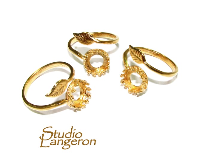 14K Yellow gold filled open blank ring with bezel cup 8 mm, base ring, Setting, bezel cup, ring gold filled, Jewelry making - 1 piece