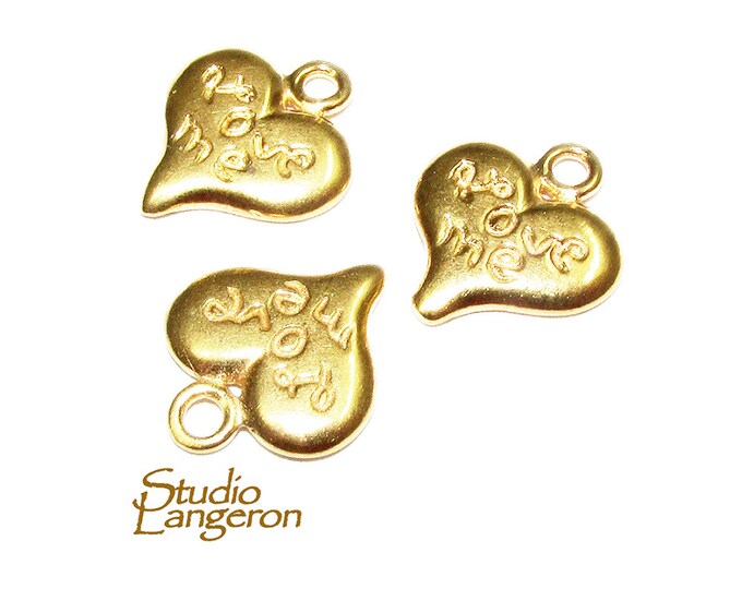 14K Gold Filled small heart Pendant with inscription, Jewelry making, pendant gold filled, Pendant Valentine's Day, Gold filled - 1 piece