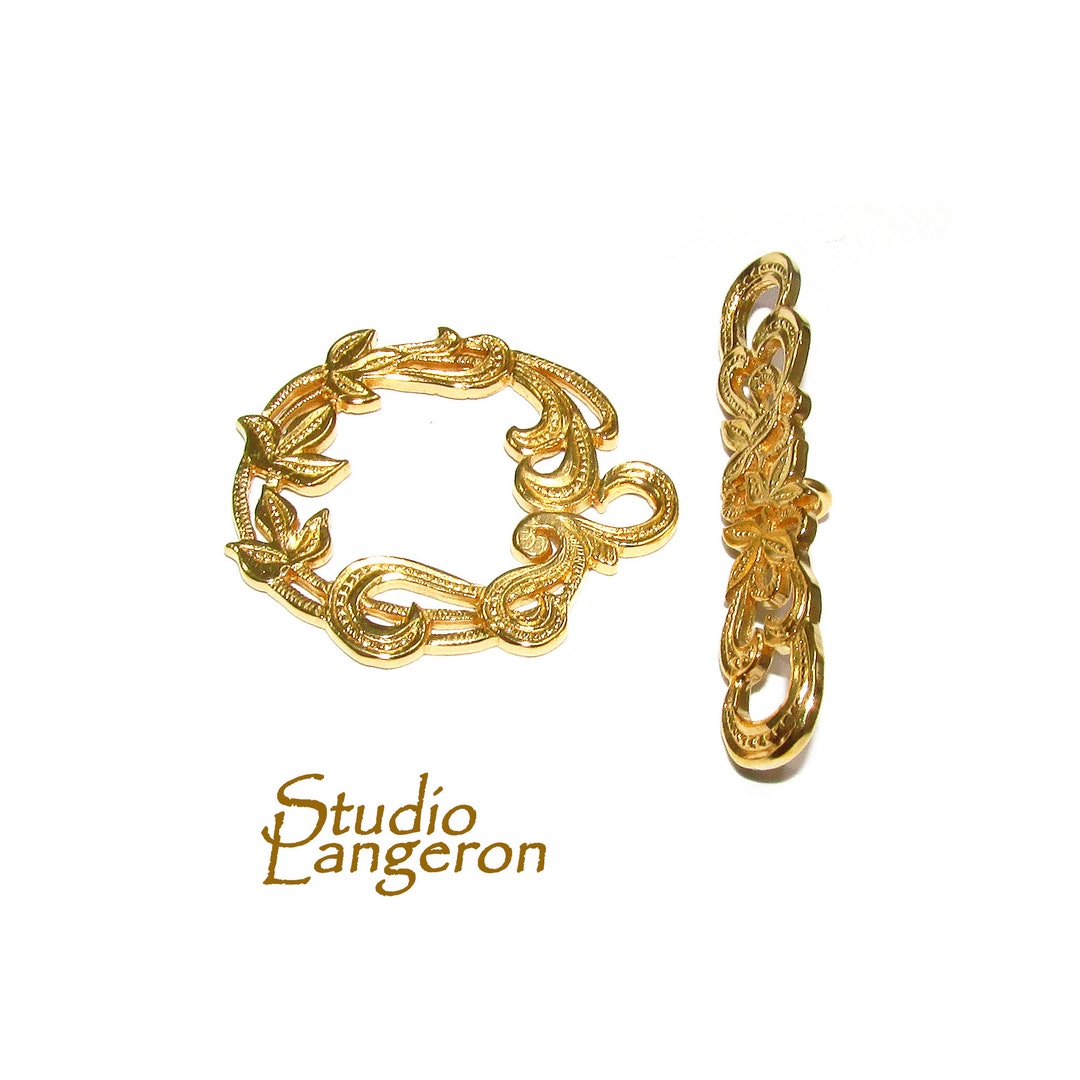 Drawstring Toggle Gold 14K Yellow Gold Filled Decorative Toggle Clasp Size 27x25mm, Gold ...