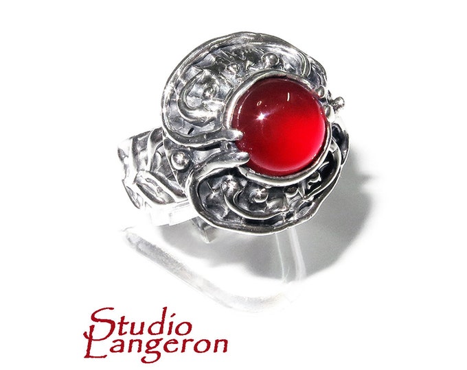 Statement Opal ring 925 sterling silver size 7, Handmade ring, single copy, 925 sterling silver, Natural red opal, silver ring, gemstone
