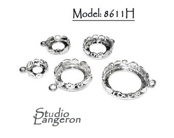 925 Sterling Silver Round Bezel Cups, model 8611, size 8 - 20mm, Bezel cup, Blank pendant, Jewelry making, Setting, Silver pendant - 1 piece