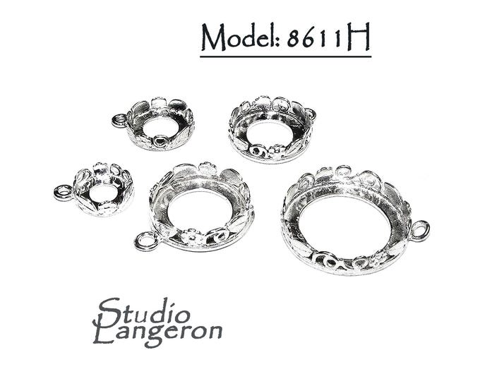 925 Sterling Silver Round Bezel Cups, model 8611, size 8 - 20mm, Bezel cup, Blank pendant, Jewelry making, Setting, Silver pendant - 1 piece