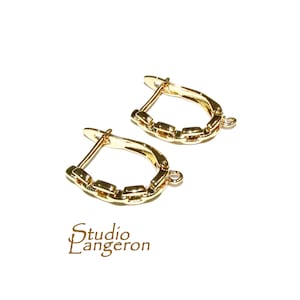 14 kt geelgoudgevulde oorhaak met hendel en open ringmaat 13 x 20 mm, sieraden maken, oorbellen met hendel, gold filled -1 paar (2 stuks)