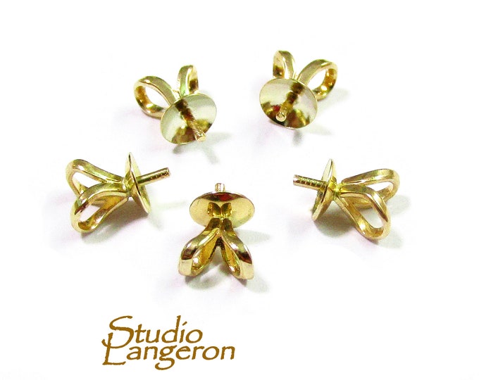 9K Yellow Solid Gold Eye Pearl Component Mounting size 4 mm, 9K Solid gold, bead caps, Jewelry making, Solid gold bead caps - 1 piece