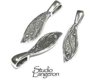 925 Sterling silver large Glue-On Feather Pendant Bail, sterling silver Bail, Jewelry making, Bail finding, Glue-On Bail - 1 piece
