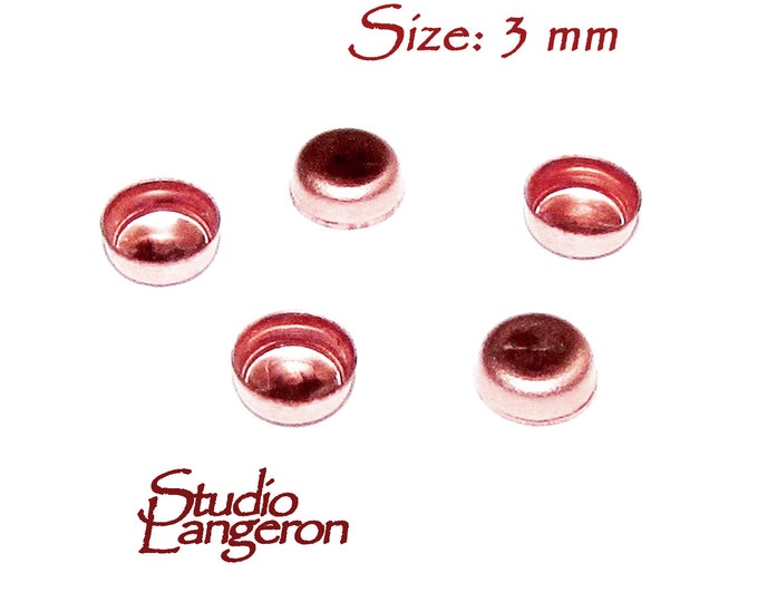 5 pcs 14K Rose solid gold Round Bezel Cups size 3 mm, Bezel cup, Jewelry making, Round bezel cups, 14K solid gold, Setting, Mounting