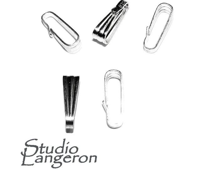 925 Sterling silver medium Snap-On Pendant Bail size 8.5x2.5 mm, sterling silver snap-on Bail, Jewelry making, Bail findings - 1 piece