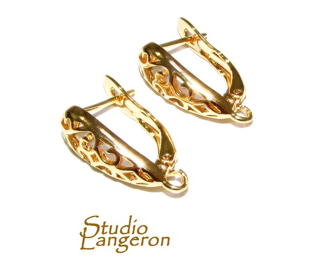 14K Yellow Gold Filled Lever-Back Ear Wire with Open Ring size 11x18 mm, Jewelry making, Lever Back earrings, Gold Filled -1 pair (2 piece)