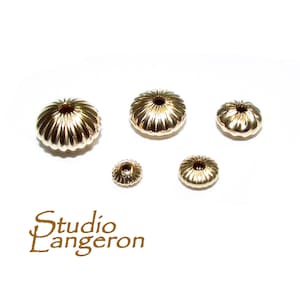 14K Yellow Gold Filled Corrugated Saucer Beads Size 3, 4, 5, 6, 7 mm, Beads, Gold filled beads, Saucer beads, Jewelry making - 1 piece