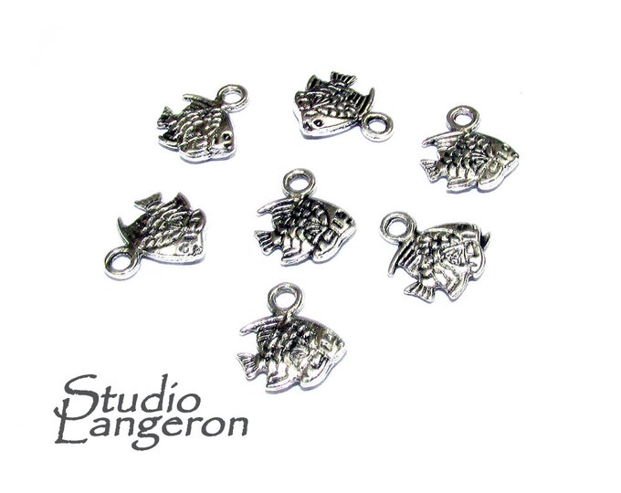 12 pcs Fish Charms Pendants Silver Tone, Silver tone, Fish, Charms, Pendants, Nickel Free, Zinc Alloy Metal, Jewelry making