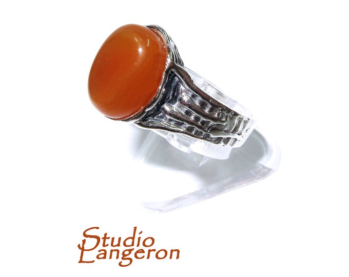 Statement Natural opal ring 925 sterling silver size 6 1/2, Handmade ring, single copy, sterling silver, Orange opal, silver ring, gemstone