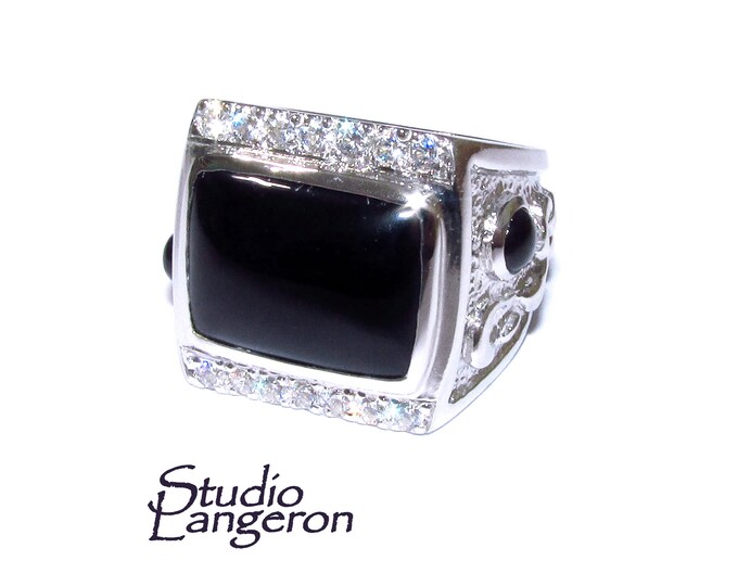 Black onyx man ring 925 sterling silver size 8 1/2, Handmade ring, single copy, sterling silver, natural onyx, man ring, black gemstone