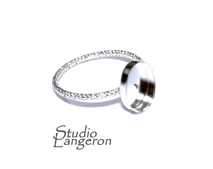 925 Sterling silver blank ring with bezel cup 7x9 mm size 4, 5, 6, 7, 8, 9, 10, Jewelry making, bezel cup, base ring, Mounting - 1 piece
