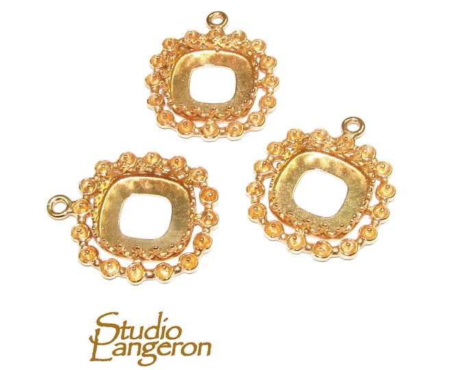 14K Gold Filled cushion blank pendant with setting 12x12 mm, bezel cup cushion, jewelry making, base pendant, gold filled, setting - 1 piece