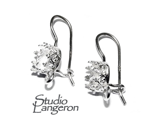 6 mm size 925 sterling silver blank earrings with bezel cup and closed ring, jewelry making, bezel cup, base earrings - 1 pair (2 piece)