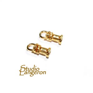14K Yellow Gold filled Cord End Cap rotating size 2.2 mm, gold filled cap, end caps, jewelry making, cord, cord end caps - 1 pair (2 pieces)
