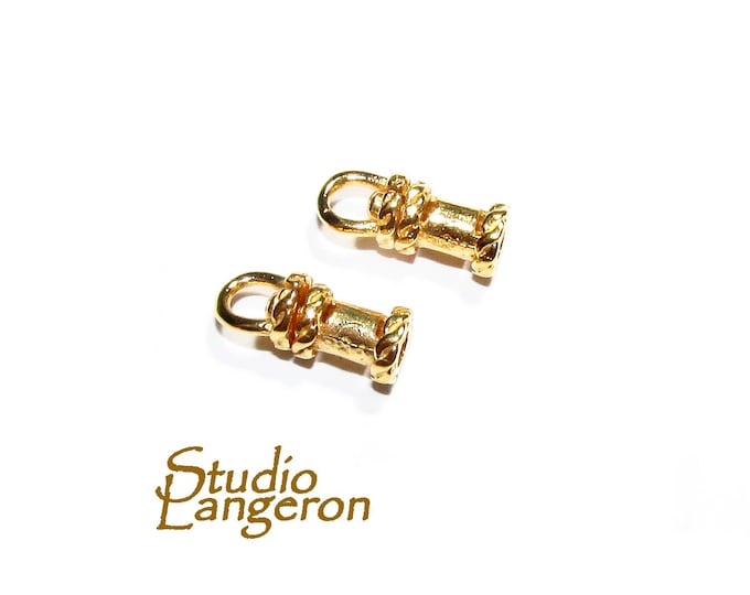 14K Yellow Gold filled Cord End Cap rotating size 2.2 mm, gold filled cap, end caps, jewelry making, cord, cord end caps - 1 pair (2 pieces)