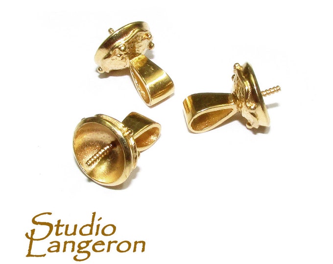 14K Yellow Gold Filled Large Screw Eye Pearl Component Mounting, Jewelry making, bead caps, 14K Gold Filled, Gold filled bead caps - 1 piece