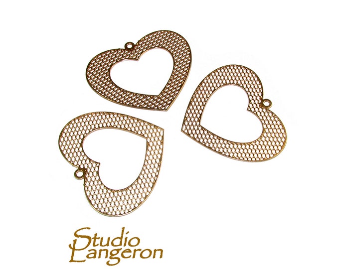 14K Gold Filled Openwork Heart Pendant, Openwork Heart, pendant gold filled, Valentine's Day, Heart Pendant, Jewelry making - 1 piece