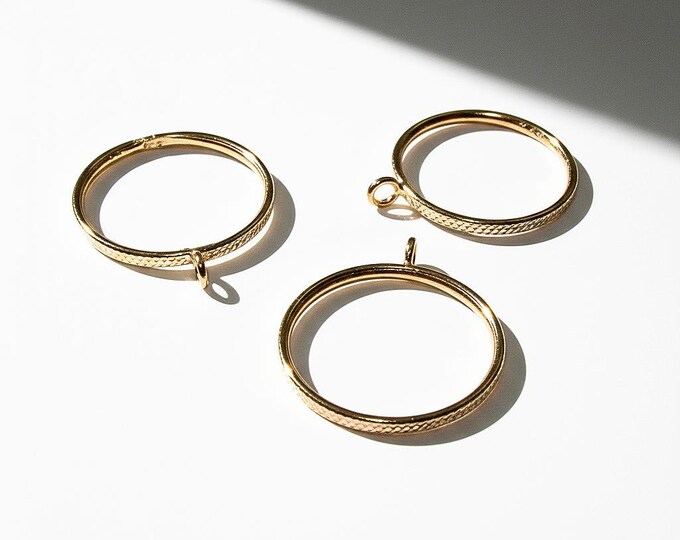 14K Yellow gold filled texture blank ring with loop size 4, 5, 6, 7, 8, base ring, Gold filled, ring with loop, Jewelry making - 1 piece