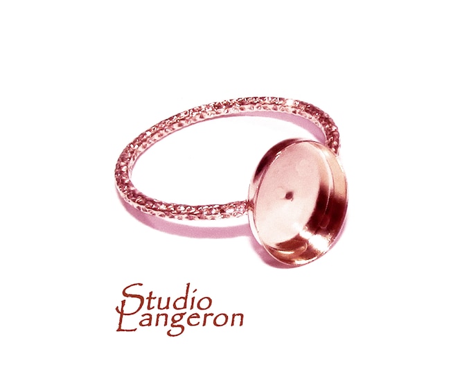 14K Rose gold filled blank ring with bezel cup 8x10 mm size 4, 5, 6, 7, 8, 9, Base ring, Bezel cup, Setting, Jewelry making - 1 piece