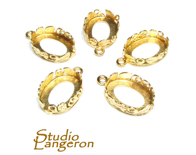 10x14 mm 14K Yellow gold filled Oval Bezel Cup, Bezel cup, Setting, Oval bezel cup, Jewelry making, Gold Filled, Pendant - 1 piece