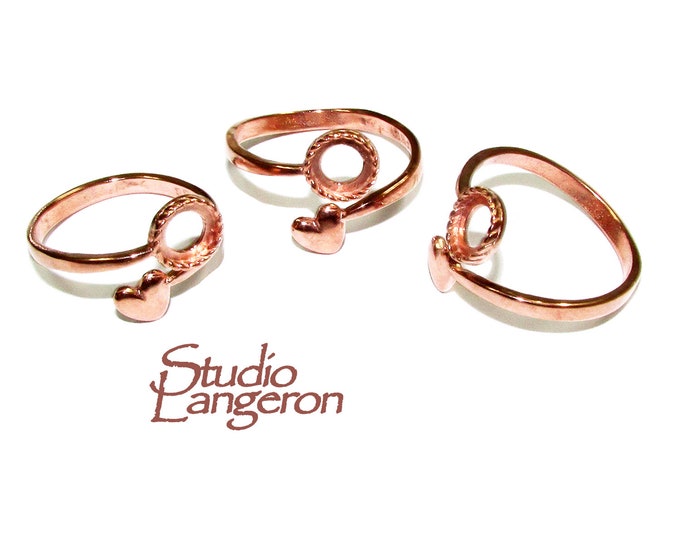 14K Rose gold filled open blank ring with bezel cup 6 mm, base ring, Setting, bezel cup, ring gold filled, Jewelry making - 1 piece