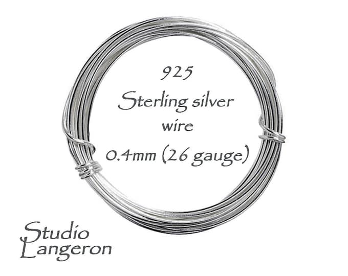 ON SALE!!!  3.0 meters (10 ft) 925 sterling silver wire Half-Hard 0.4 mm (26 GA), Jewelry making, Silver wire, Wire, Sterling silver wire